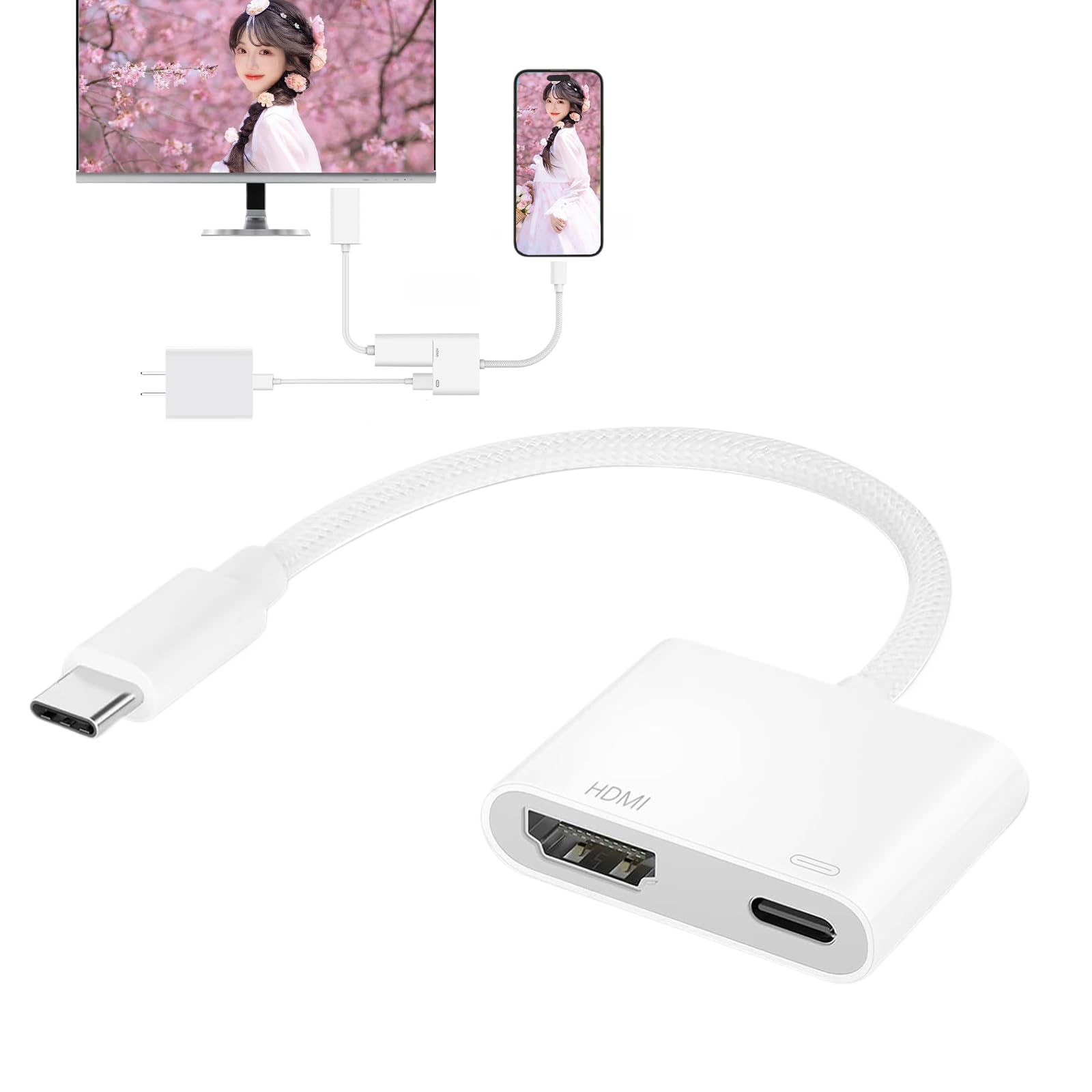 USB-C HDMI変換アダプター ホワイト Type-C HDMI 変換アダプター iOs18対応 変換アダプタ iPhone17 Air 16